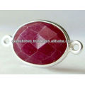 Conectores de borracha Ruby Bezel, conectores de jóias naturais Ruby Silver Jóias Fornecedor